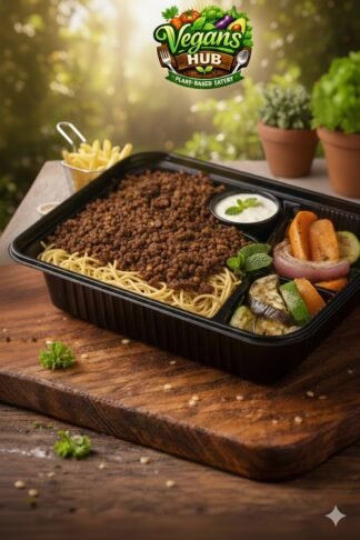 The Vegan Beefy Chunks & Noodle Box (Creamy Edition) وجبة لحم نباتي مكرونه صوص ابيض