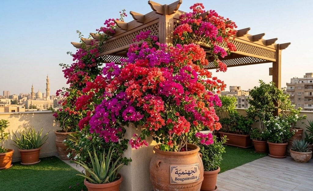 زراعة نبات الجهنمية الملونة فوق الأسطح لتنسيق الحدائق المنزلية المظلة لتنسيق الحدائق